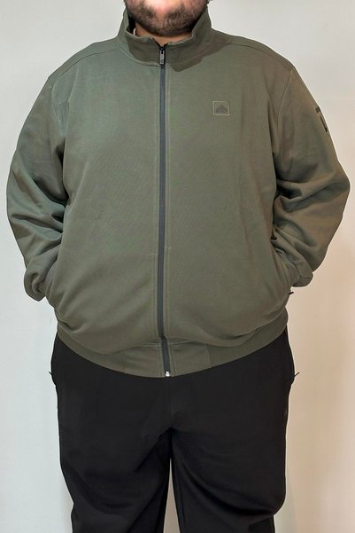 Plus Size Extra Large Cotton Textured Men's Sweatshirt 24723 Khaki