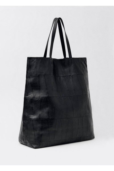 Patchwork leather shopper bag