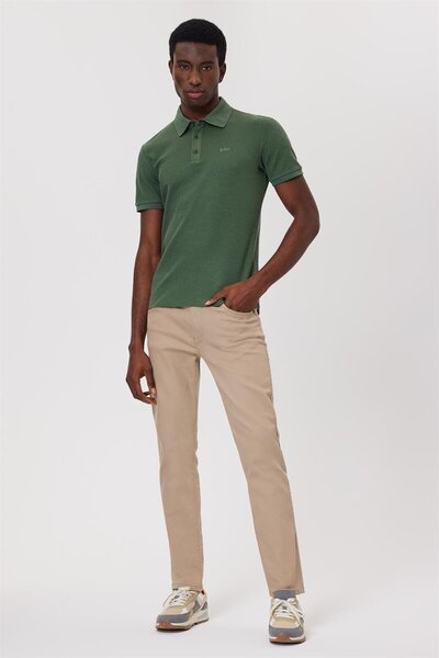 Tylen Men's 100% Cotton Polo Neck T-Shirt Khaki