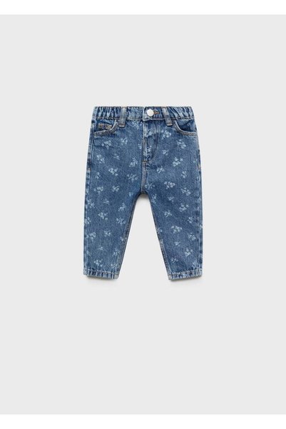 Patterned straight cut jeans