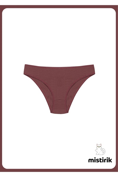 Taranto Model Ribbed Cotton Slip Flexible Comfortable Breathable Underpants Plum Color