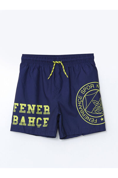 GiyÇık Store тегет шорцеви за капење за момчиња со ластик на половината и принт на Fenerbahçe