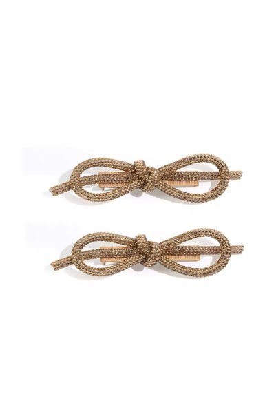 Women's Crystal Stone 2-Piece Bronze Bow Buckle