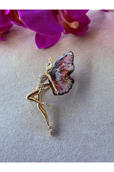 Purple Variegated Winged Girl Brooch