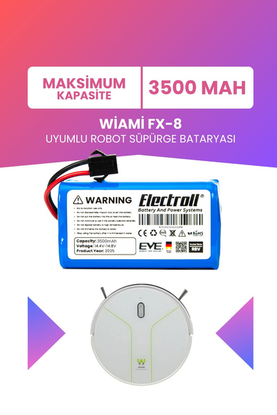 WİAMİ FX-8 компатибилна батерија (МАКСИМАЛЕН КАПАЦИТЕТ) 3500mah батерија замена за робот правосмукалка