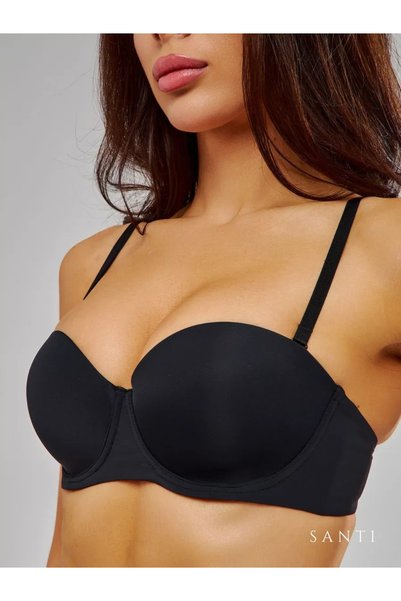 Lenola Model Strapless Padded Bra with Detachable Straps Black Color