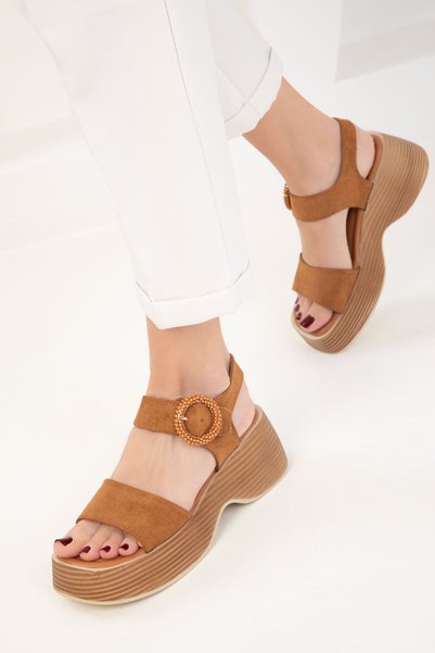 Tan Suede Women's Sandals 20328