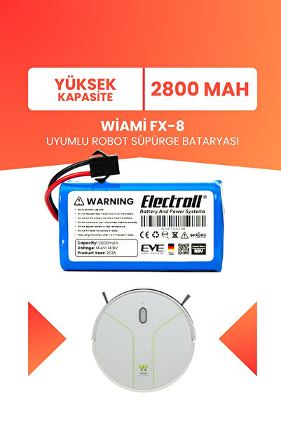 Батерија компатибилна со WİAMİ FX-8 (ВИСОК КАПАЦИТЕТ) 2800mah батерија за замена на робот правосмукалка