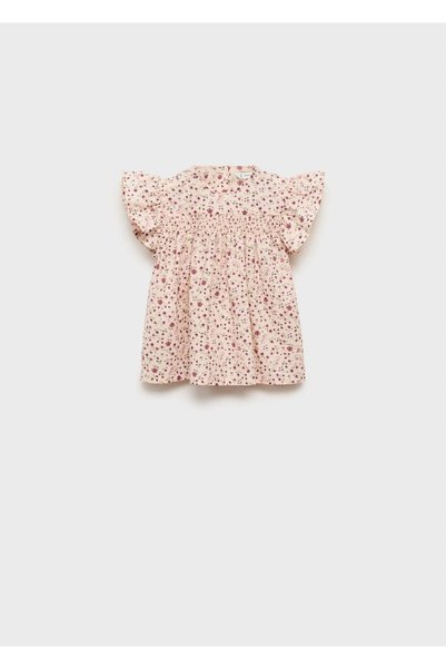 Blouse with Flower Print Flounces