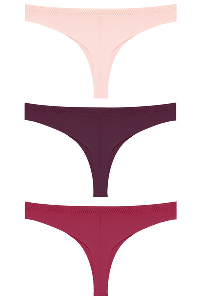 Basic Mesh Elastic Laser Cut Brazilian Panties 3 Pack