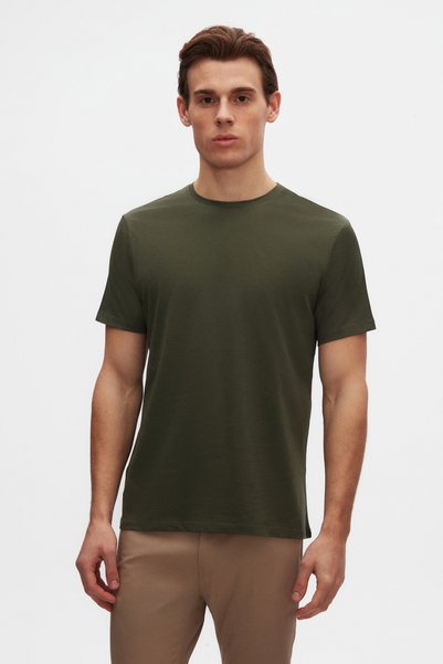 Ds Groom Slim Fit Khaki Crew Neck 100% Cotton Breathable T-Shirt