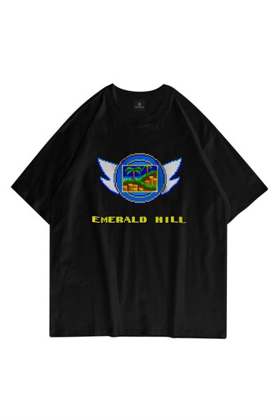 Unisex Emerald Hill Badge Sonic Black Tshirt