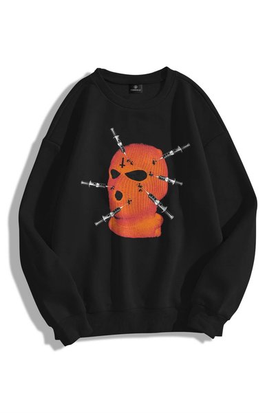 Unisex Mask Crew Neck Sweatshirt Hoodie