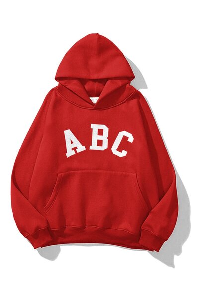 Unisex A B C Sweatshirt Hoodie Red