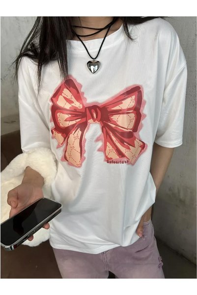 Unisex Bow Tie Tshirt White