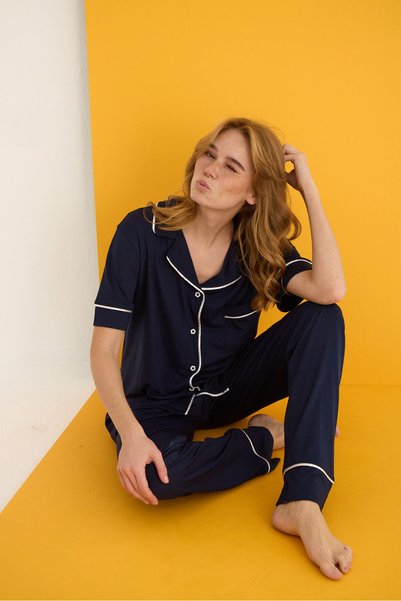 Viscose Buttoned Pajama Set