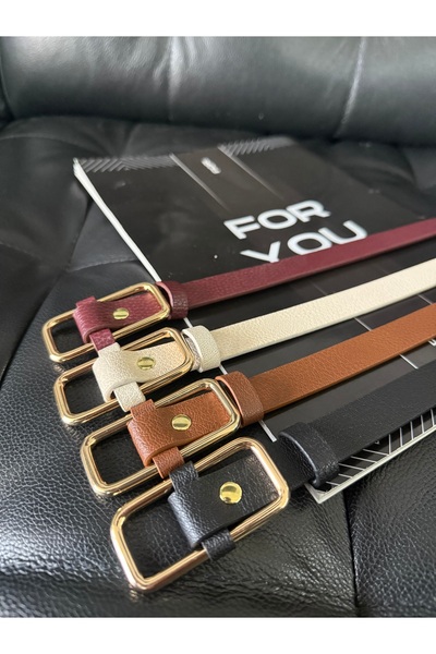 4-Piece Rectangular Buckle Women's Trouser Belt, Coat Belt, Shirt Belt, Dress Belt