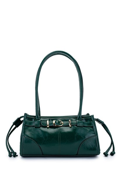 Belt Detailed Faux Stingray Leather Women's Shoulder Bag Girls Green