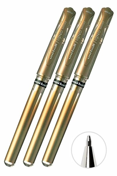 Златно-жолто пенкало за потпишување 3 парчиња Uniball Signo Broad 1.0 mm ролер пилот пенкало Um-153 за позлатени покани