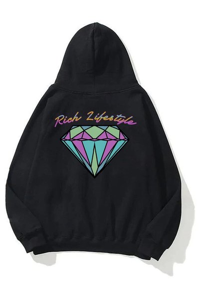 Unisex Rich Lifestyle Sweatshirt Hoodie Black