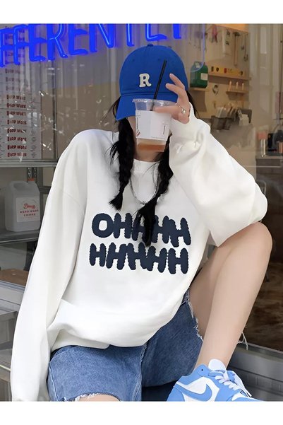 Unisex Ohhhh Crew Neck Sweatshirt White