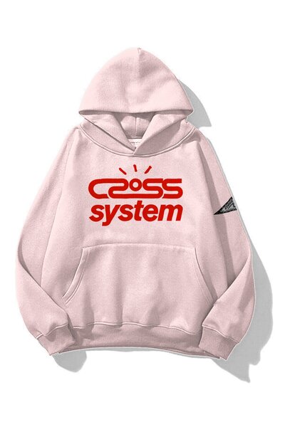 Unisex Cross System Sweatshirt Hoodie Pink