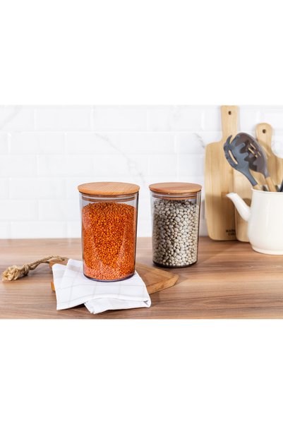 Yuviera 1500ml Wooden Storage Container with Lid Set of 2