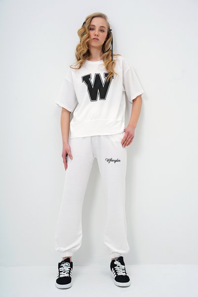 Women's Ecru W Printed Tracksuit Set ALC-X5889