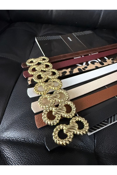 Twist Gold Buckle Thin Leopard Women's Belt, Coat Belt, Shirt Belt, Dress Belt