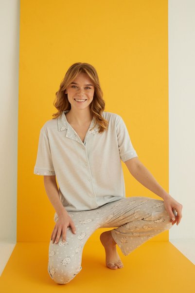 Viscose Buttoned Pajama Set