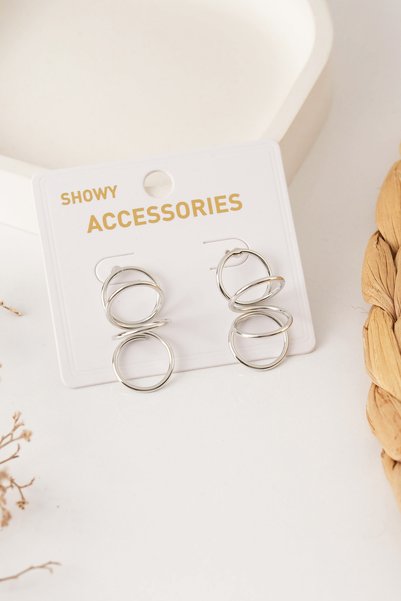 Women's White Color Brass Multi Spiral Hoop Earrings