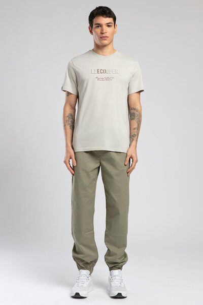 Jogger 2 normal waist comfortable cut elasticated ankle khaki men's pants