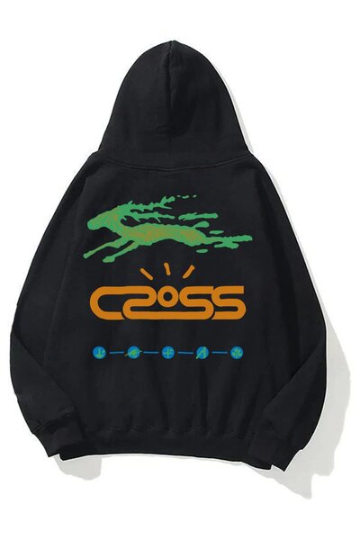 Unisex Cross Sweatshirt Hoodie Black