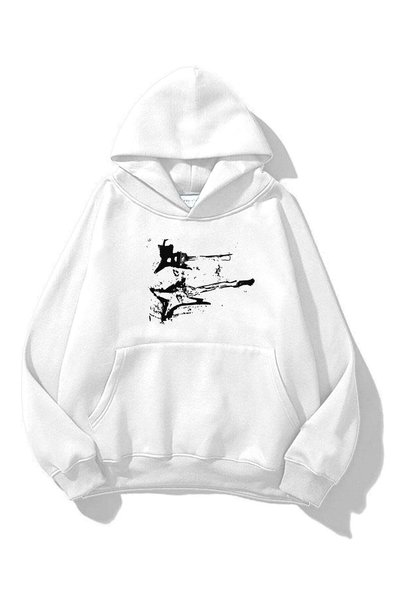 Unisex Punk Guitar Sweatshirt White