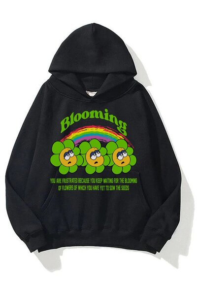 Unisex Blooming Sweatshirt Hoodie Black