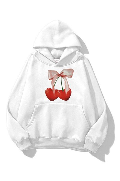 Unisex cherry ribbon sweatshirt white