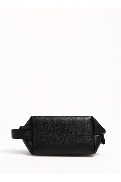 Black Shaving Bag Frk 001 Leather Flt
