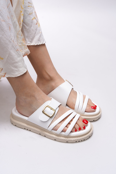 Gresralla Women's Slippers 0012456 White Skin