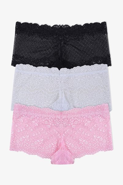Women's 3-Pack Lace Boxer Briefs (Different Lace Options)