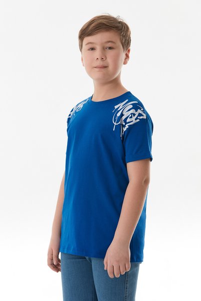 Text Printed Crew Neck Boy's T-Shirt