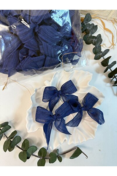Ленена лента готова машна -30 парчиња-темносина