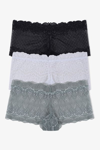 Women's 3-Pack Lace Boxer Briefs (Different Lace Options)