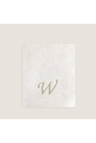 Solid Embroidered Face Towel 50X90 cm Ecru