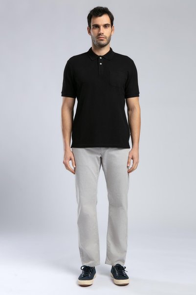 Rolan Men's 100% Cotton Polo Collar T-Shirt Black