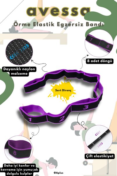 Blsb-10 Hard Resistance Rubber Knitted Elastic Exercise Band Purple Durable, Non Slip Surface, Ergonomic