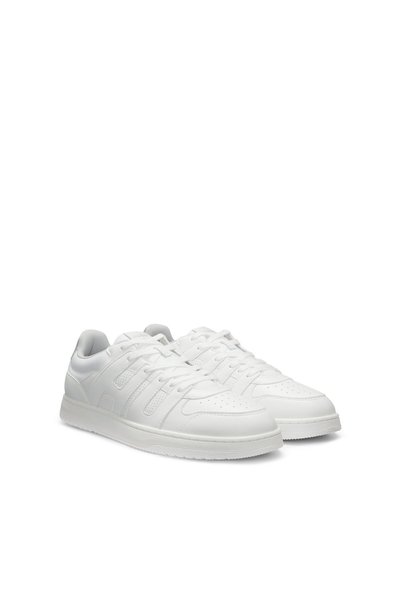 Faux leather sneakers with logo upper