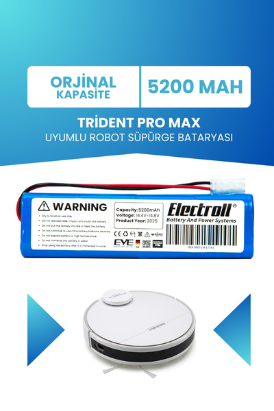 Батерија компатибилна со Trident Pro Max (ОРИГИНАЛЕН КАПАЦИТЕТ) 5200mAh, замена на батерија за робот правосмукалка