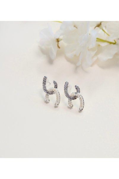 Women's Pearl Zircon Stone Silver Earrings