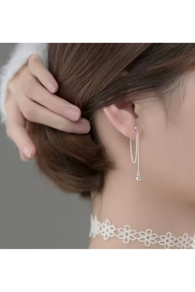 Women's Chain Extension Steel Ball End Earrings