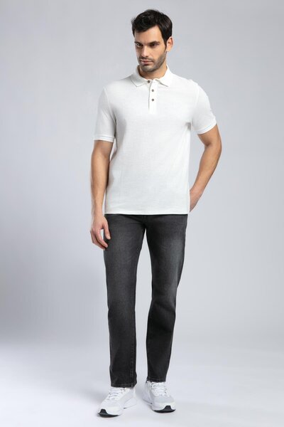 Tyler Men's 100% Cotton Polo Collar T-Shirt Ecru